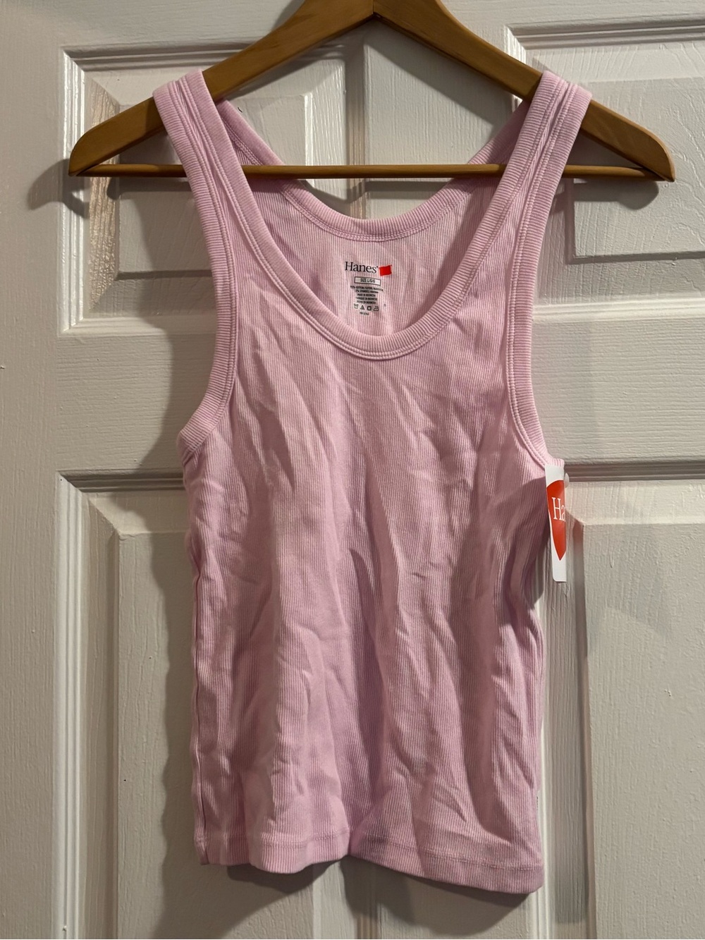 Hanes Light Pink Ribbed Tank Top